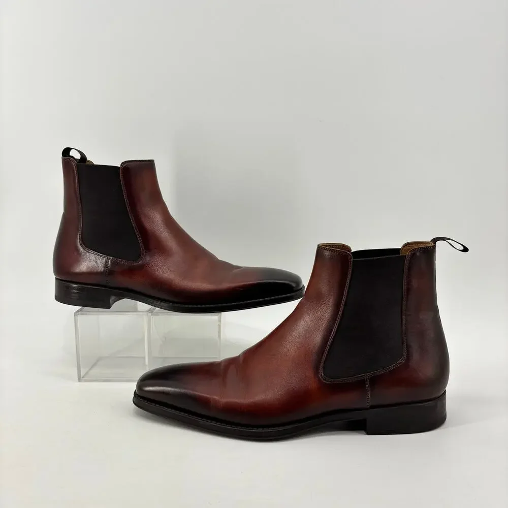 Magnanni Mens Size 8 Chelsea Boots Brown Pull On Business Casual